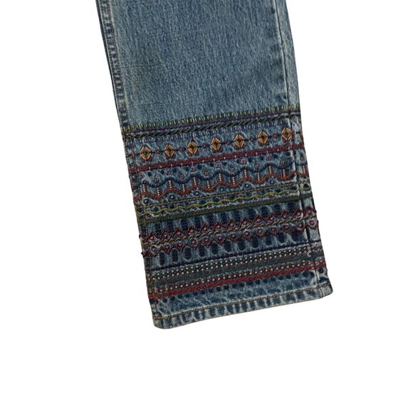 Vintage Gap Denim Embroidered Boot Cut Jeans Women's Size 10 Blue Western 90s - Picture 2 of 11